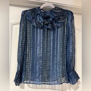 Vintage Oleg Cassini silk top from the 1970’s size 8. 95% silk, 5% metallic